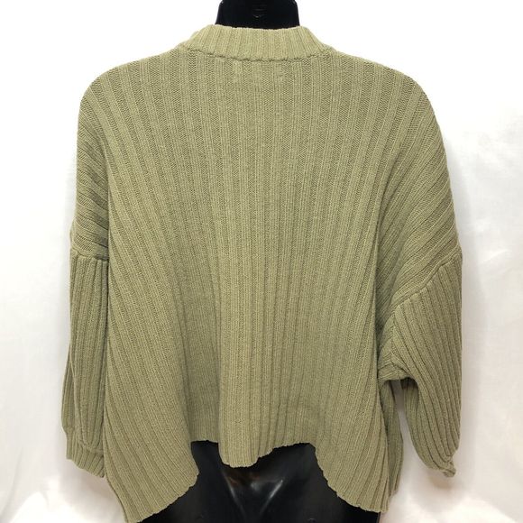 Urban Outfitters Lou Mock Neck Sweater Womens MEDIUM Olive Green Oversized Boxy - Picture 2 of 7